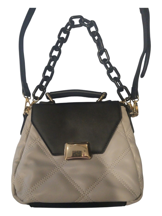 JEN & CO. Handbags - JEN & CO. Chic Two-Tone Quilted Crossbody Bag - Black & Cream 3 handel Options